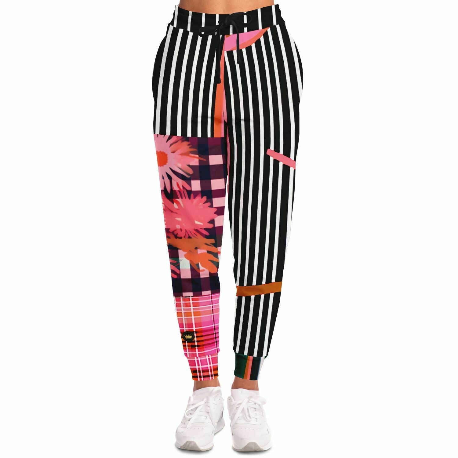Pink Chrysanthemum Plaid Eco-Poly Unisex Joggers