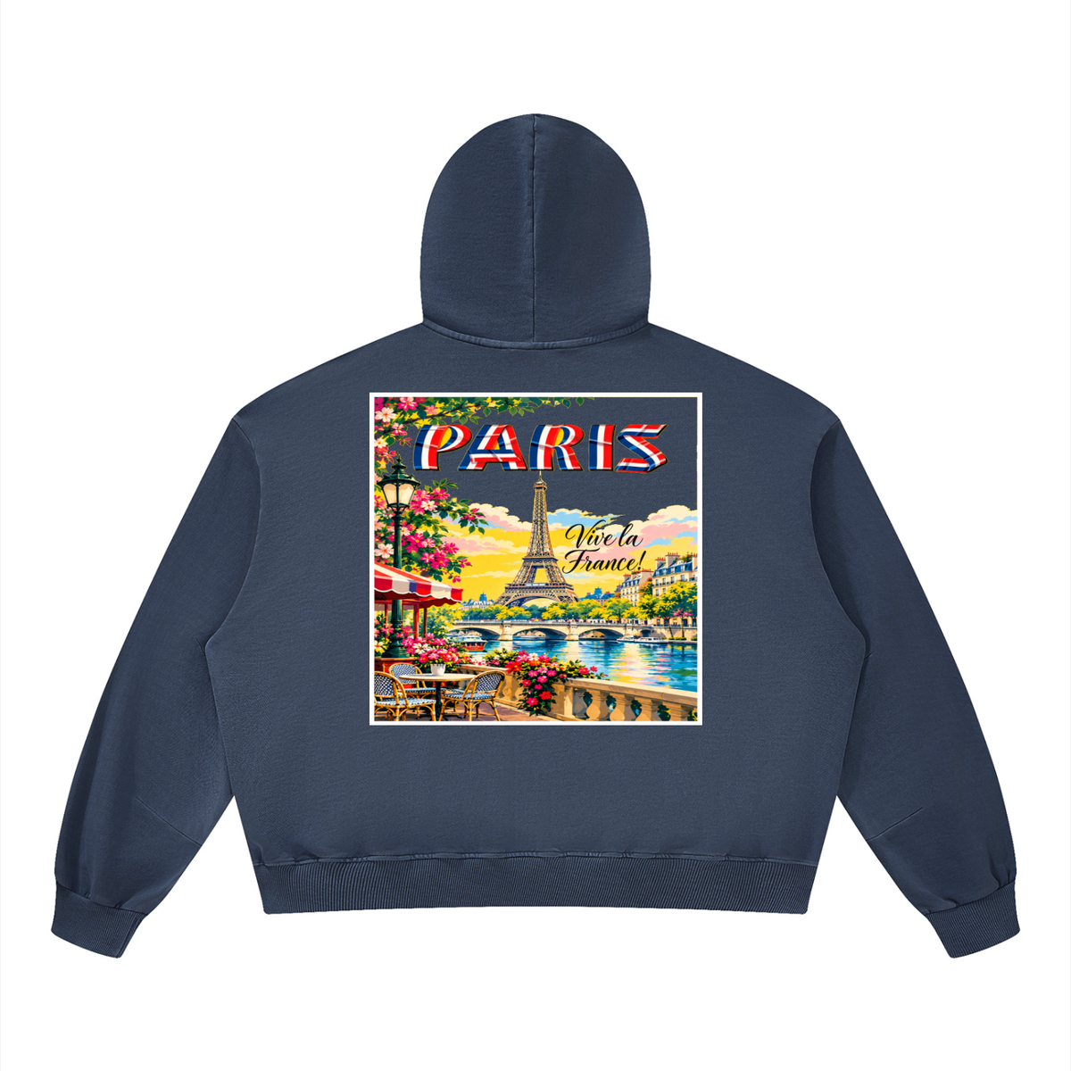 Paris Vive la France Unisex Boxy Vintage Washed Hoodie