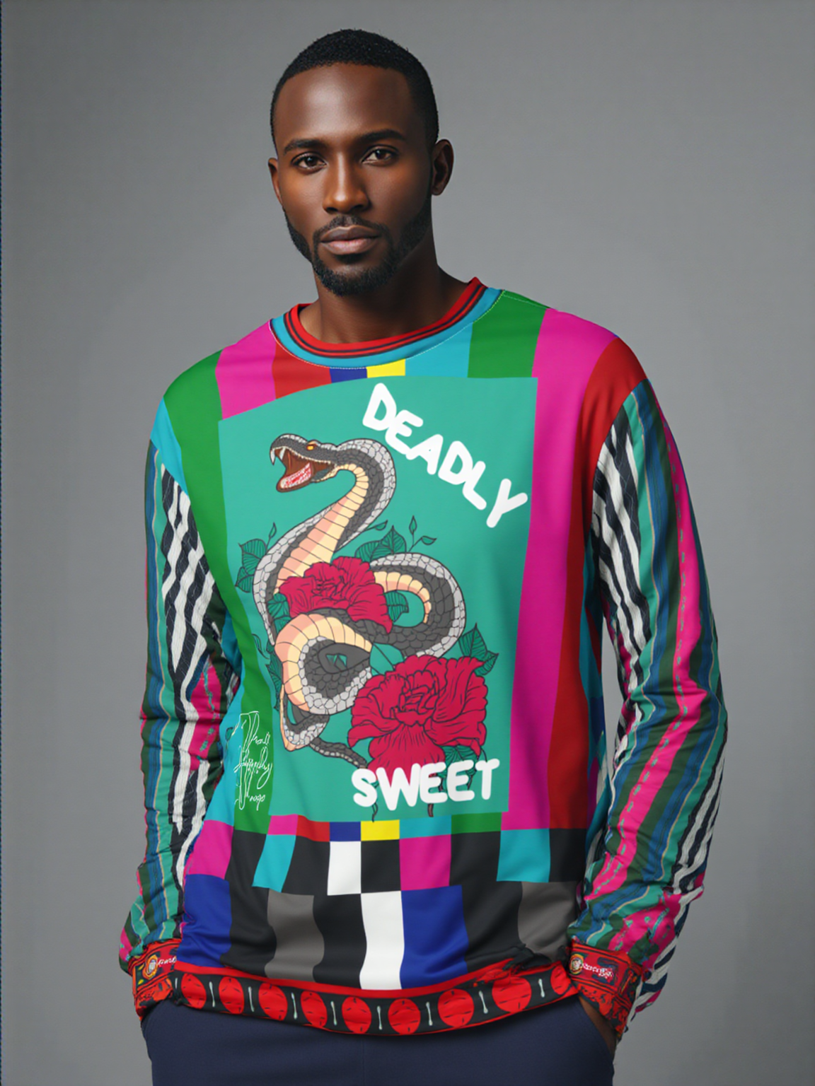 Deadly Sweet Snake Bite Floral Tattoo Art Unisex Sweatshirt (Gold Label)