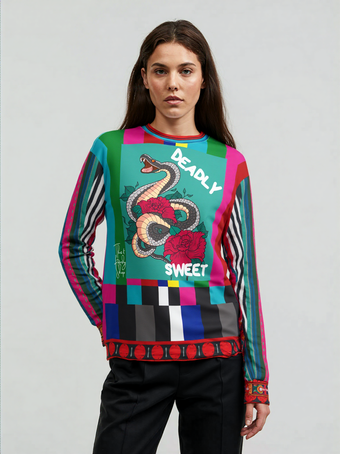 Deadly Sweet Snake Bite Floral Tattoo Art Unisex Sweatshirt (Gold Label)