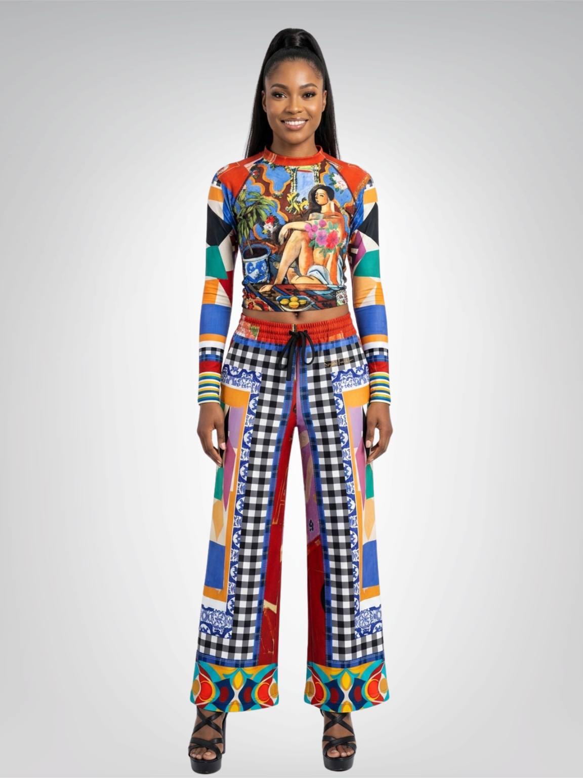 Decorative Figure in Ornamental Patchwork Women&