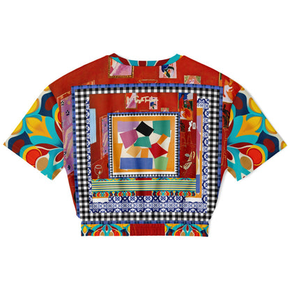Decorative Figure in Ornamental Tavira Eco-Poly Short Sleeve Cropped Pullover