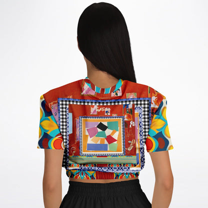 Decorative Figure in Ornamental Tavira Eco-Poly Short Sleeve Cropped Pullover