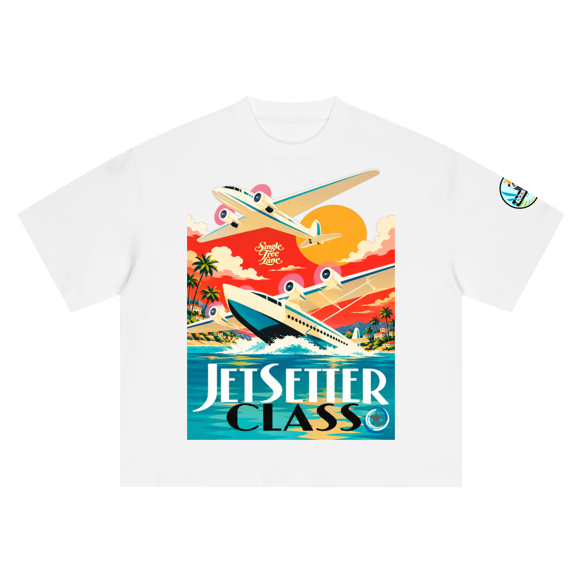 Jetsetter Class Luxury Travel Boxy Oversized Unisex T-Shirt