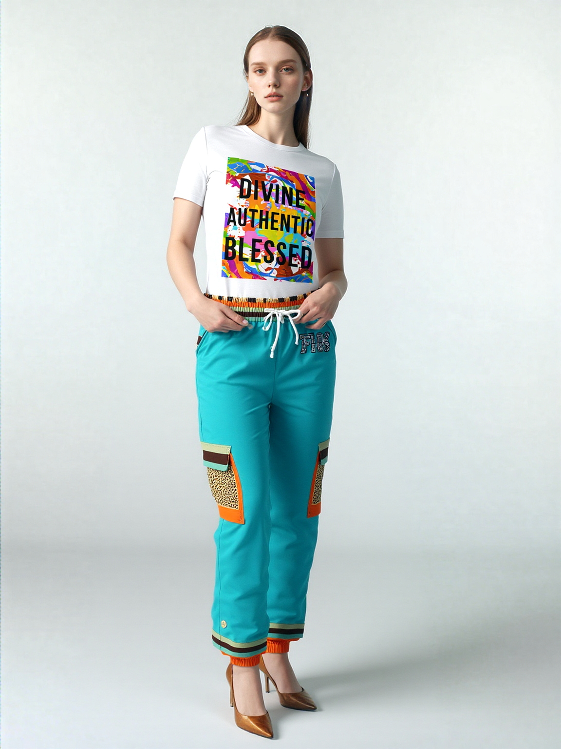 Bahamian Blue Leopard LUXE Eco-Poly Unisex Cargo Joggers