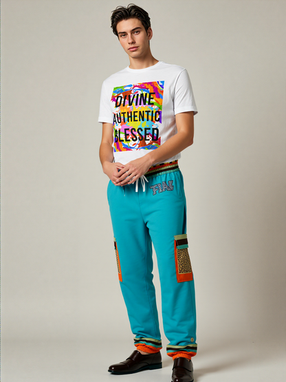 Bahamian Blue Leopard LUXE Eco-Poly Unisex Cargo Joggers