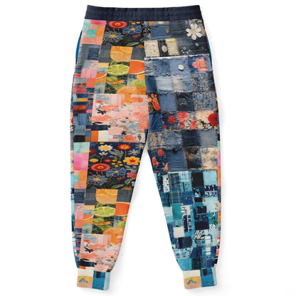 Devine Feminine Denim Patchwork Print Eco-Poly Unisex Joggers
