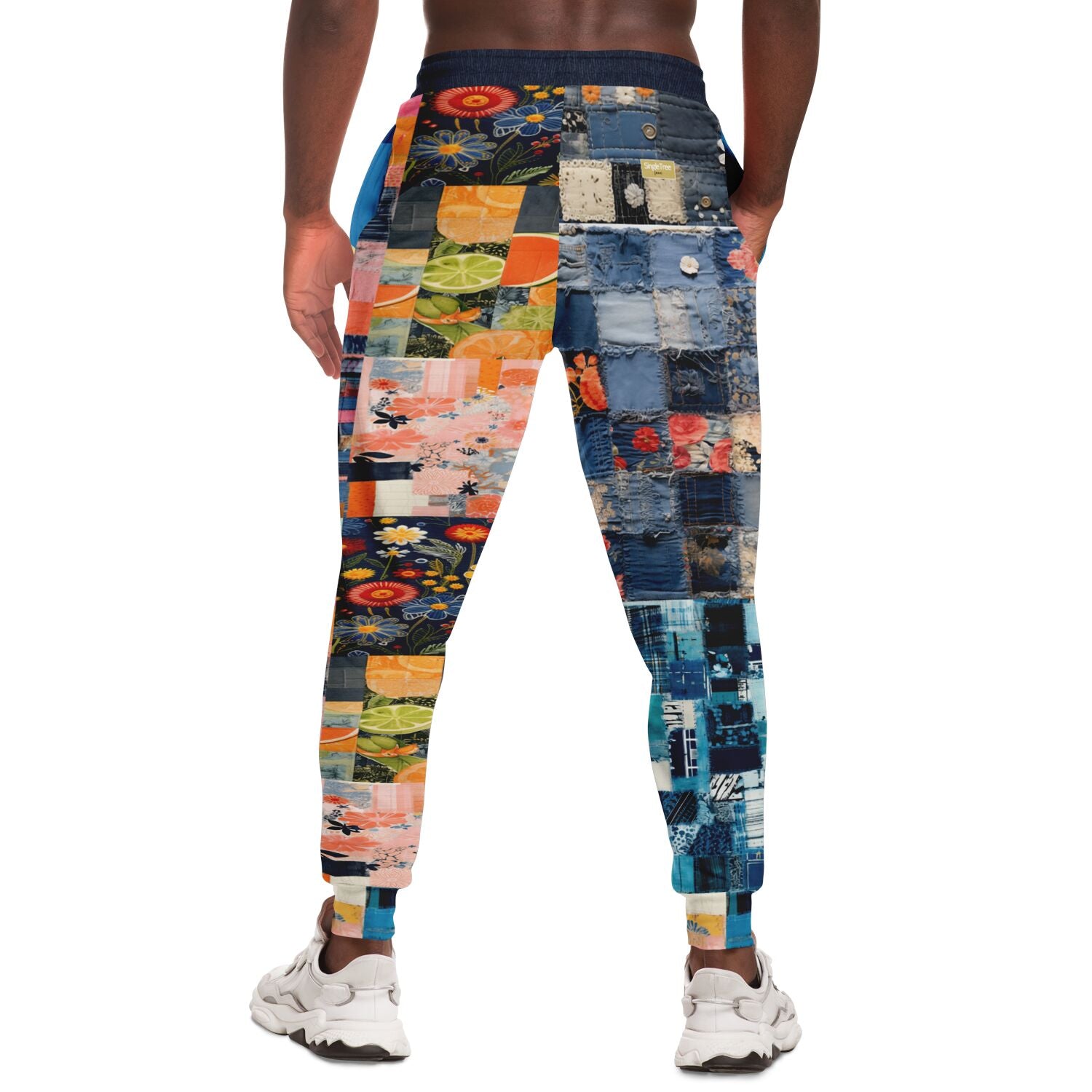 Devine Feminine Denim Patchwork Print Eco-Poly Unisex Joggers