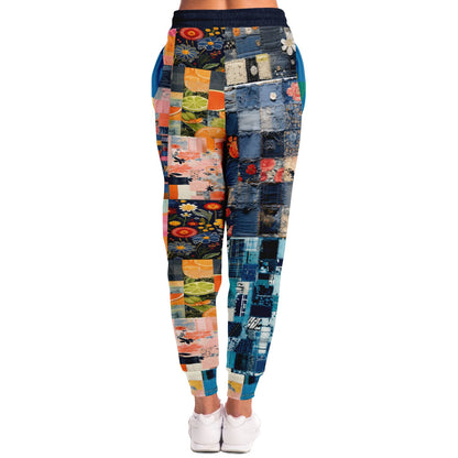 Devine Feminine Denim Patchwork Print Eco-Poly Unisex Joggers