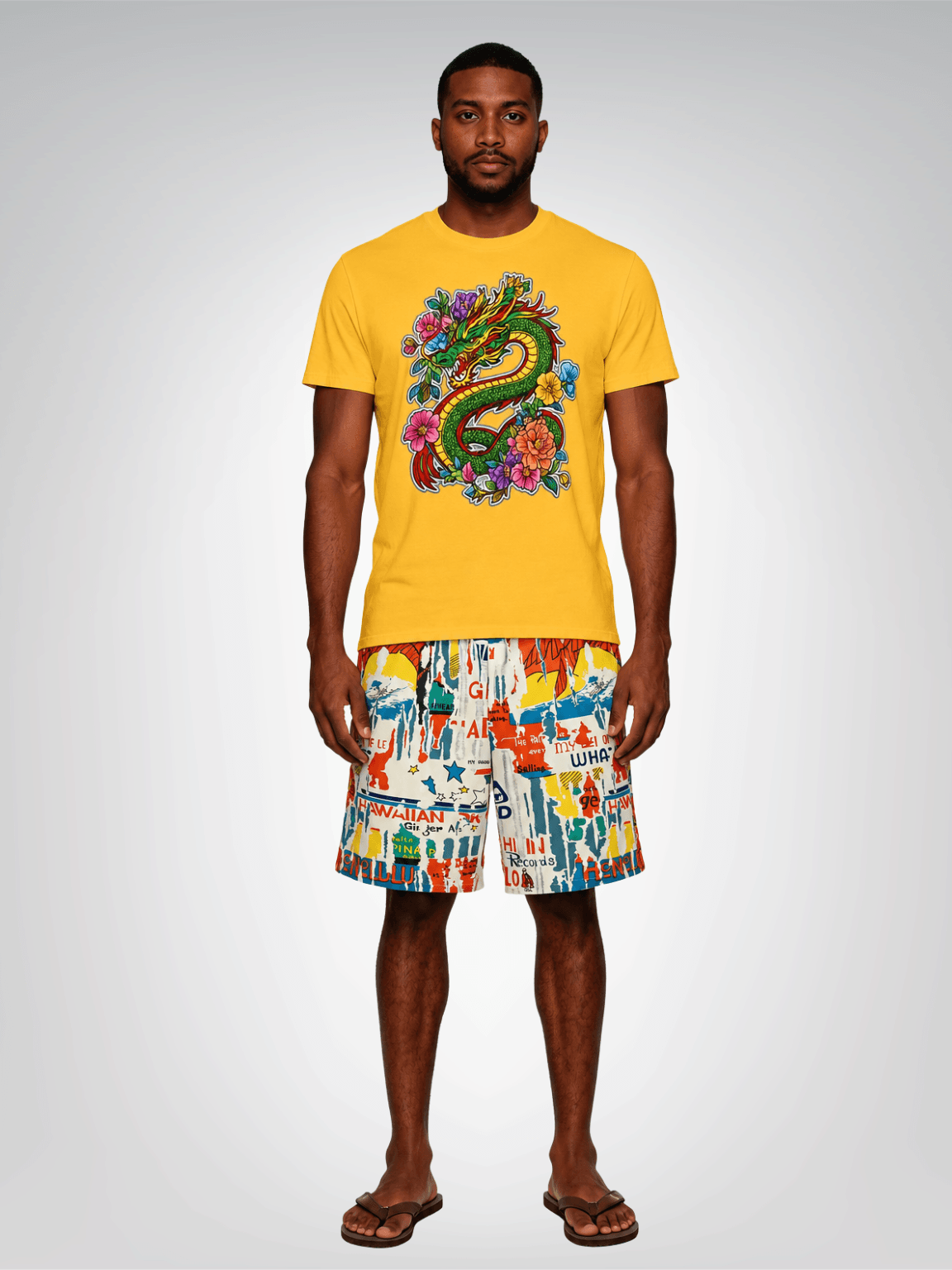 Dragon Energy in Floral Heavyweight Unisex Tee