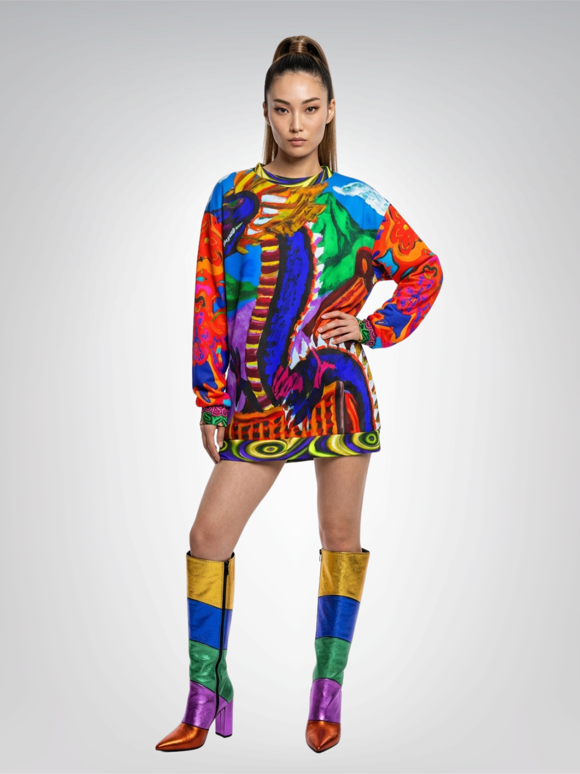 Dragon Temple Asian Art Unisex Sweatshirt (Gold Label)