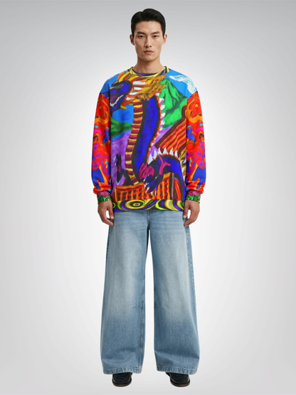 Dragon Temple Asian Art Unisex Sweatshirt (Gold Label)
