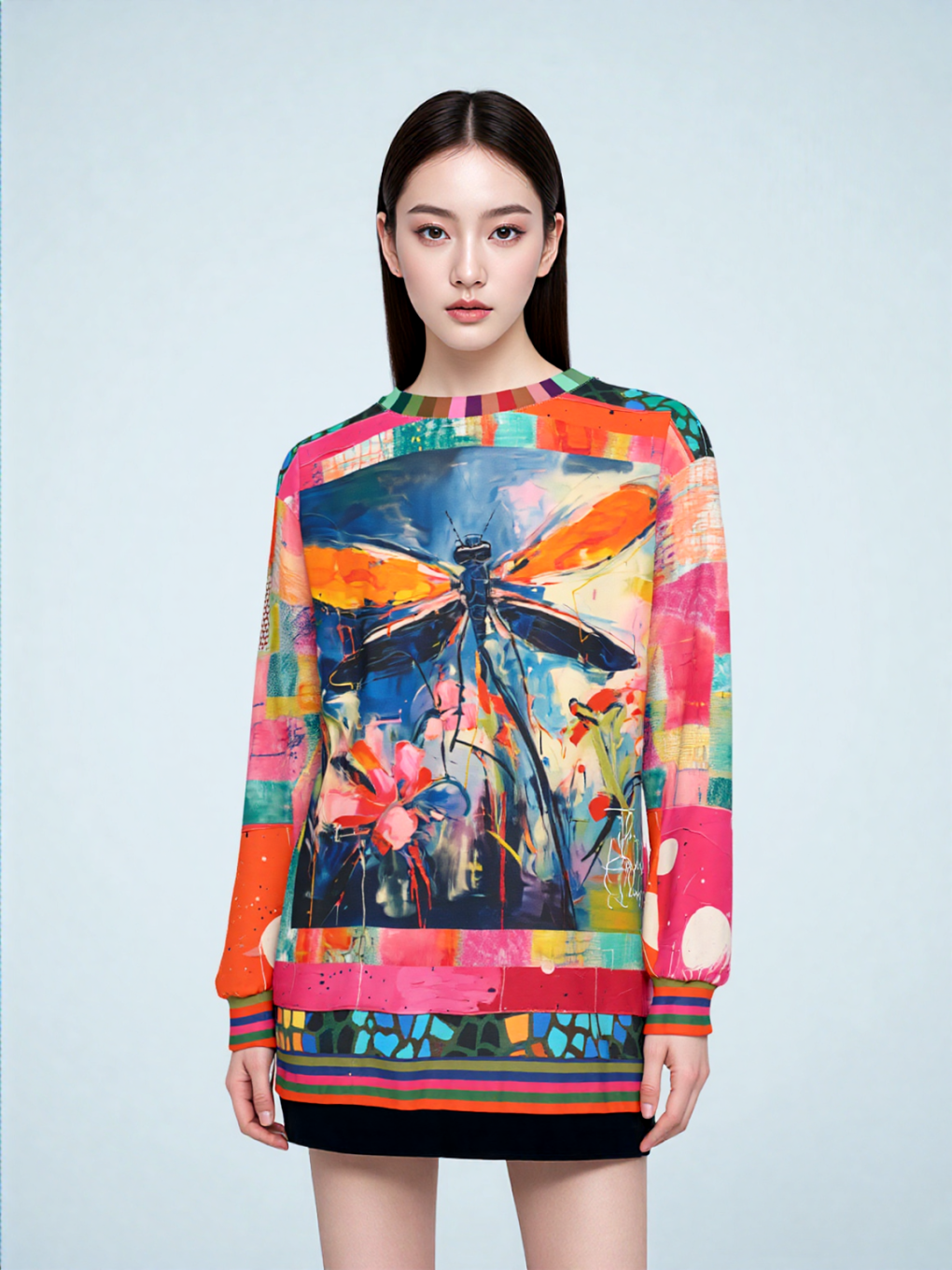 Dragonfly in Garden Floral Print Unisex Sweatshirt (Gold Label)