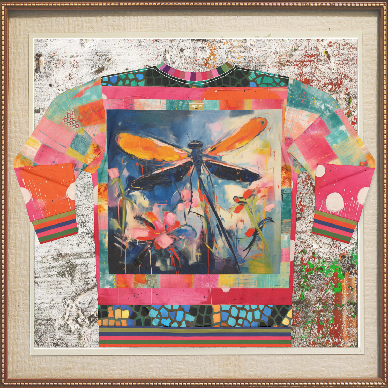 Dragonfly in Garden Floral Print Unisex Sweatshirt (Gold Label)