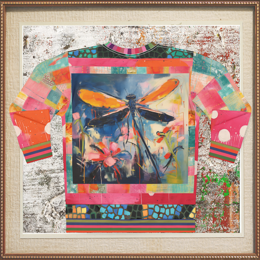 Dragonfly in Garden Floral Print Unisex Sweatshirt (Gold Label)