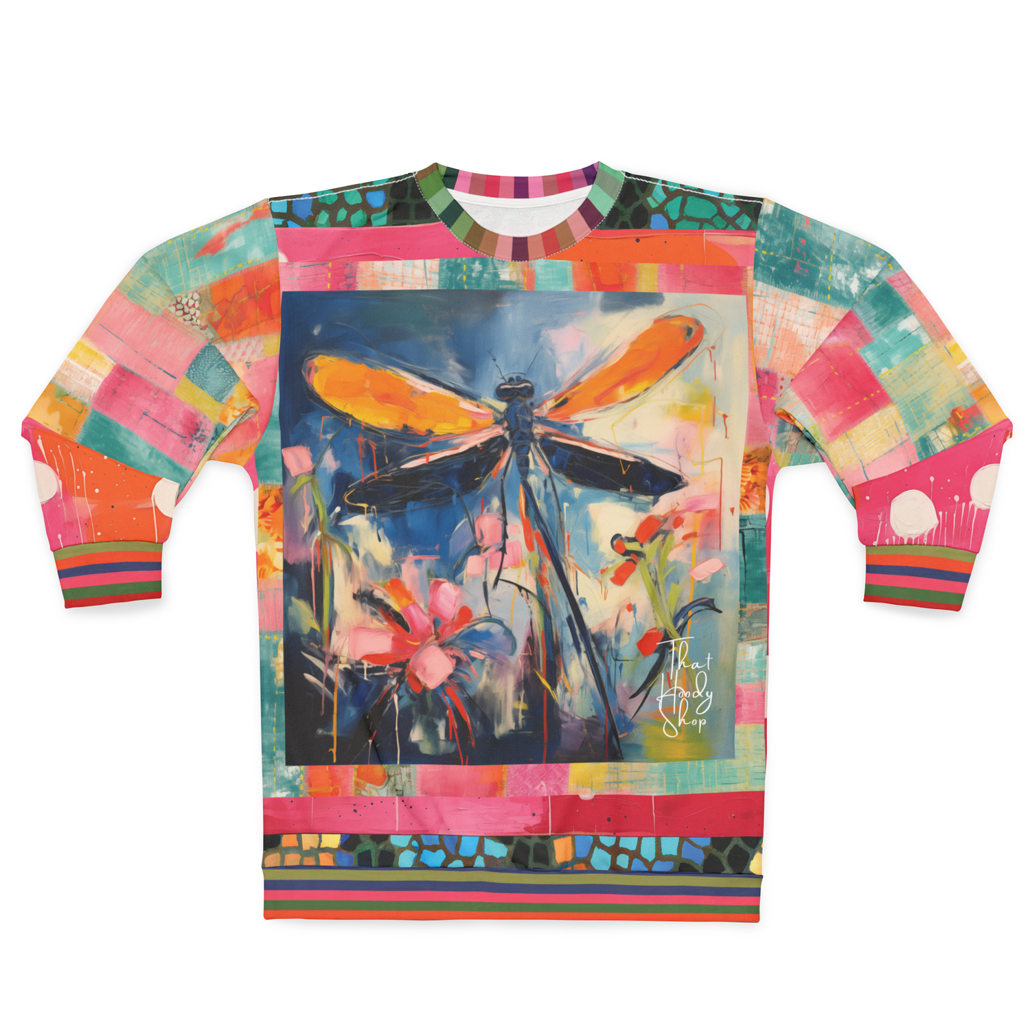 Dragonfly in Garden Floral Print Unisex Sweatshirt (Gold Label)