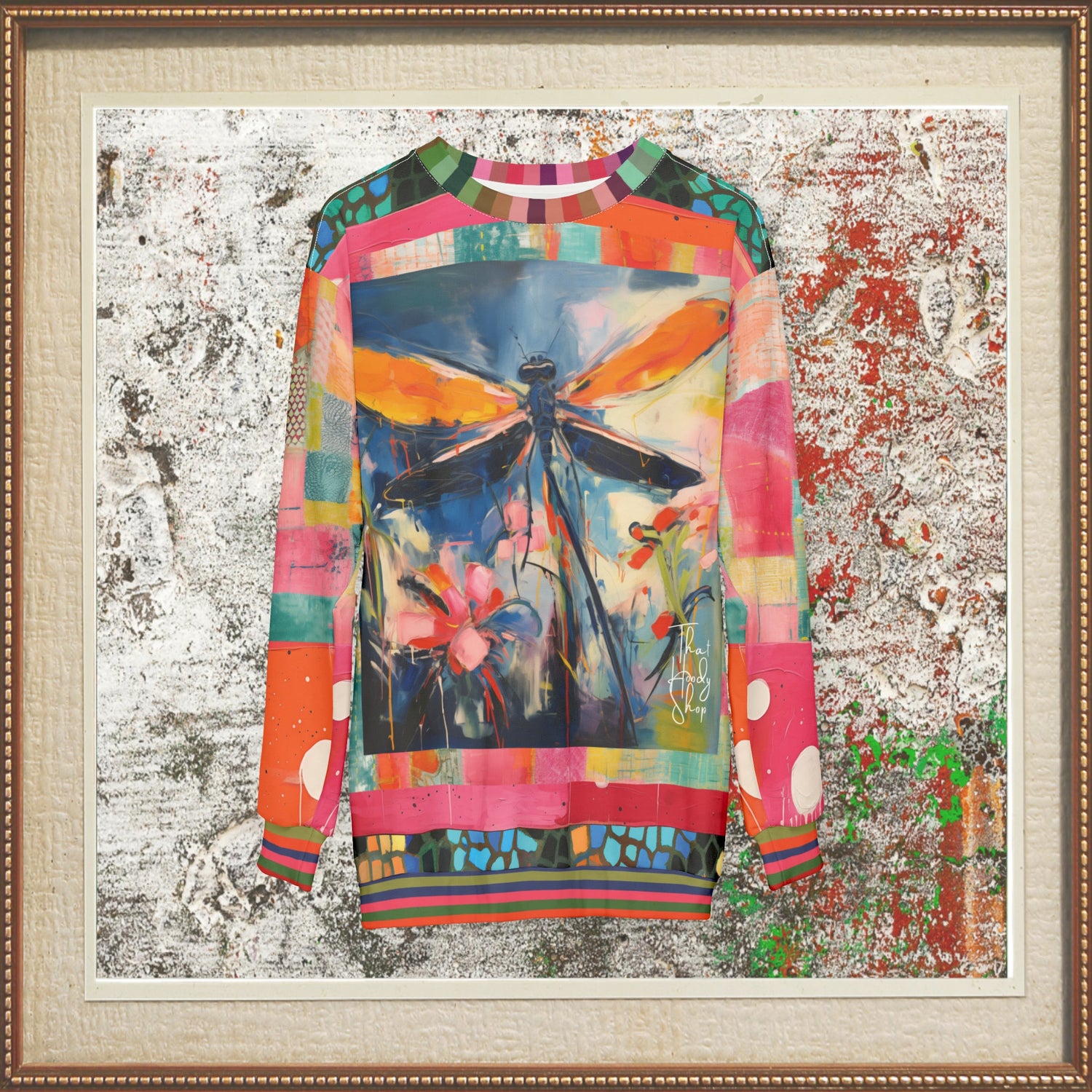 Dragonfly in Garden Floral Print Unisex Sweatshirt (Gold Label)