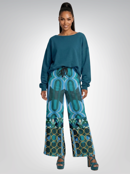 Dreaming of the 70s in Retro Links Eco-Poly Wide Leg Pants