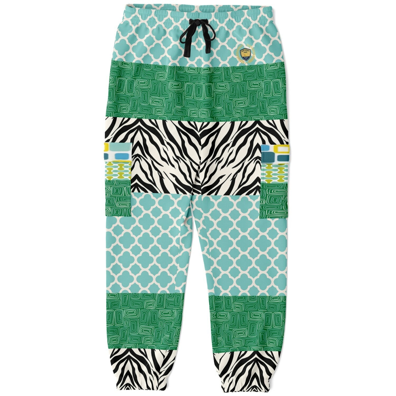 Dynamic Blue and Zebra Eco-Poly Cargo Joggers