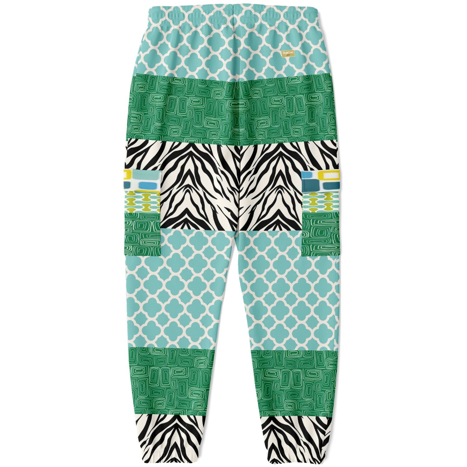 Dynamic Blue and Zebra Eco-Poly Cargo Joggers