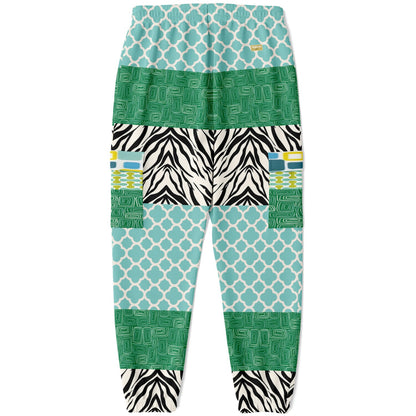Dynamic Blue and Zebra Eco-Poly Cargo Joggers