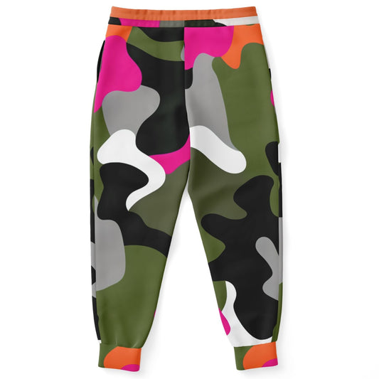 Hot Pink Black Dusk Camouflage Eco-Poly Unisex Joggers