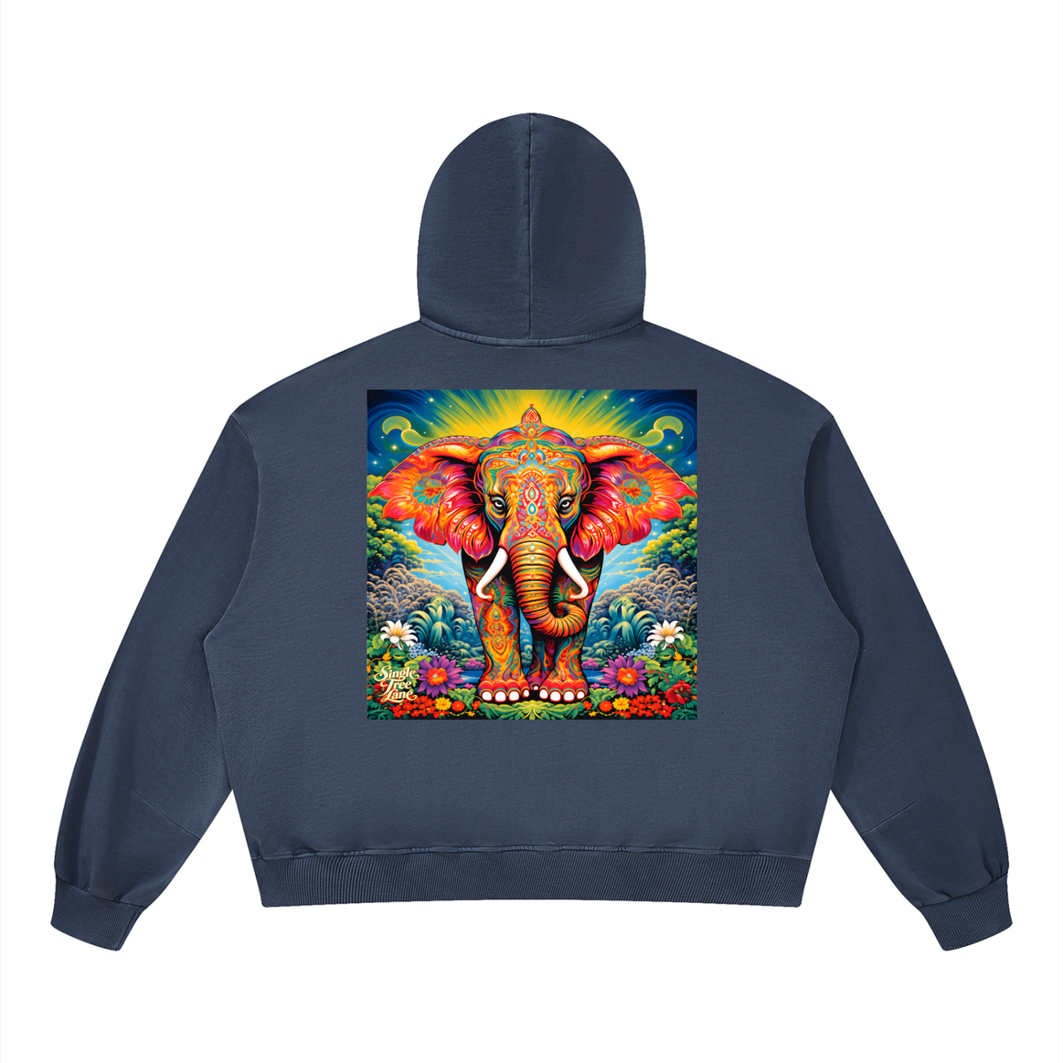 Peace &amp; Tranquility Elephant Unisex Boxy Vintage Washed Hoodie