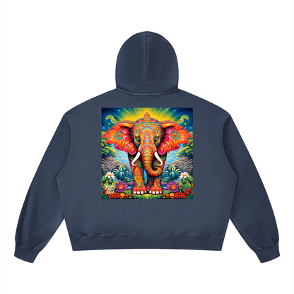Peace &amp; Tranquility Elephant Unisex Boxy Vintage Washed Hoodie