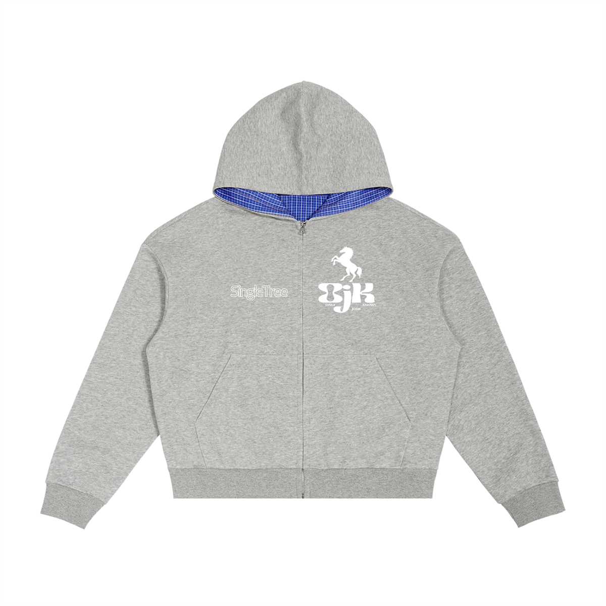 Spoiled &amp;  Entitled™ + STL Contrast Plaid Boxy Zip Hoodie