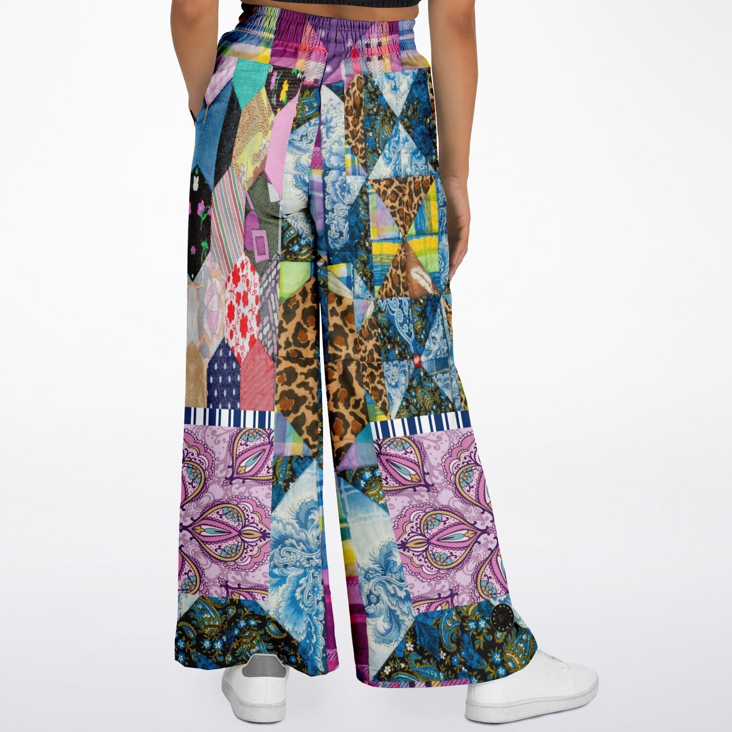 Gypsy Queen Juxtapose Purple Patchwork Quilt Eco-Poly Wide Leg Pants