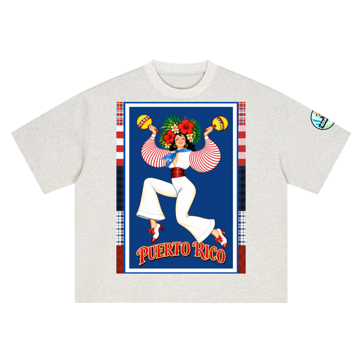 Spirit of Puerto Rico - Maracas Girl Boxy Oversized Unisex T-Shirt