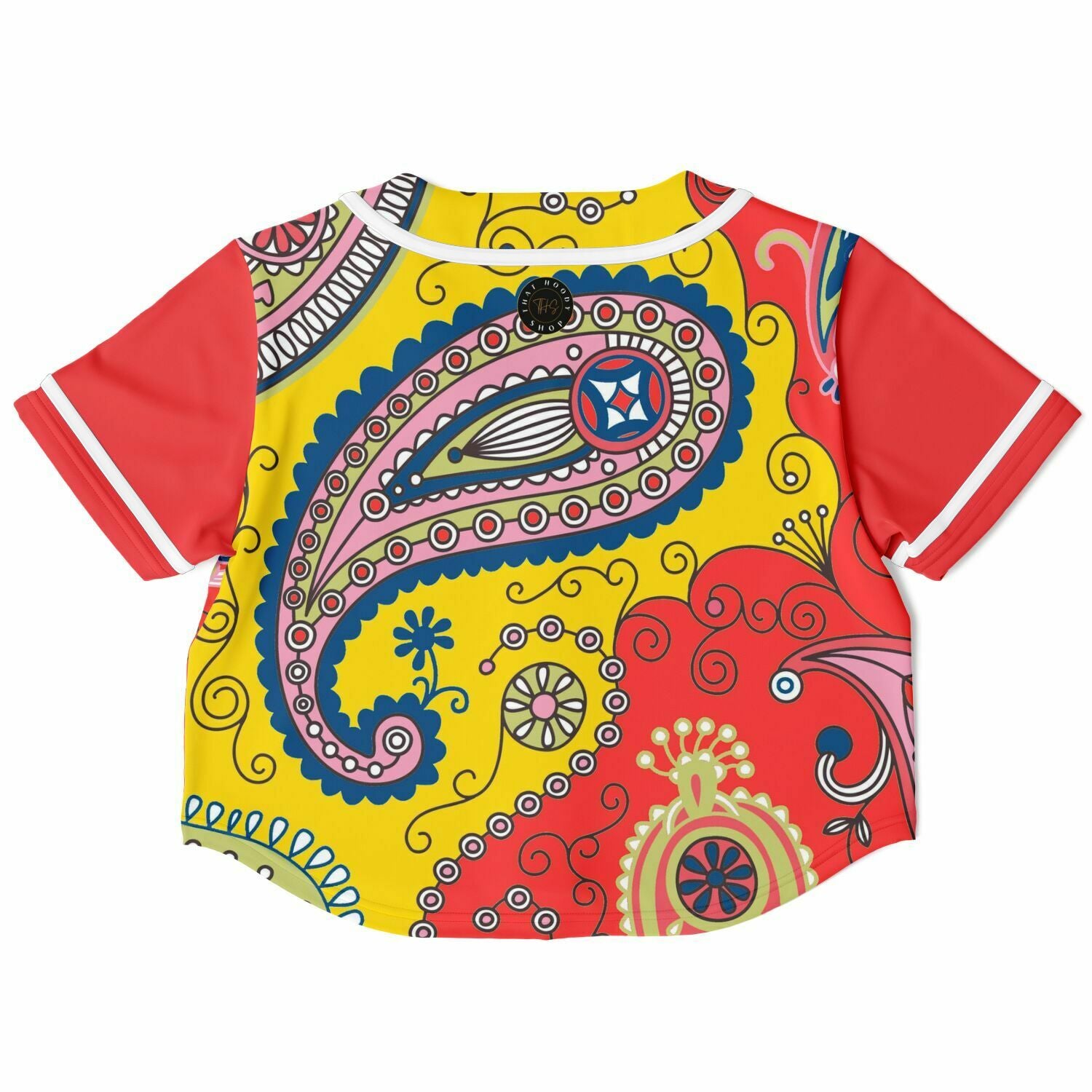 Chili Pepper Camo Paisley Eco-Poly Cropped Button Front Jersey