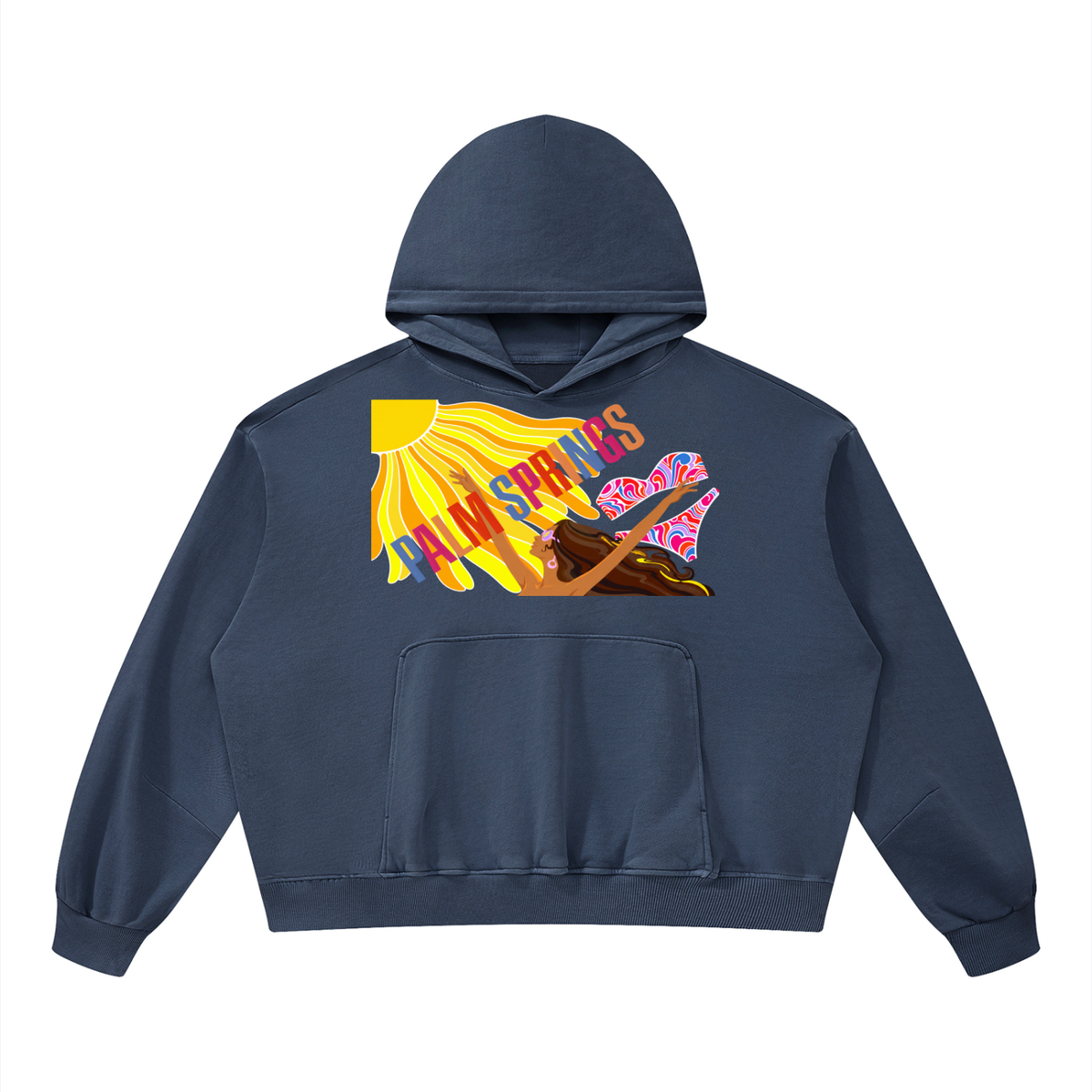 Here Comes the Sun Palm Springs Unisex Boxy Vintage Washed Hoodie