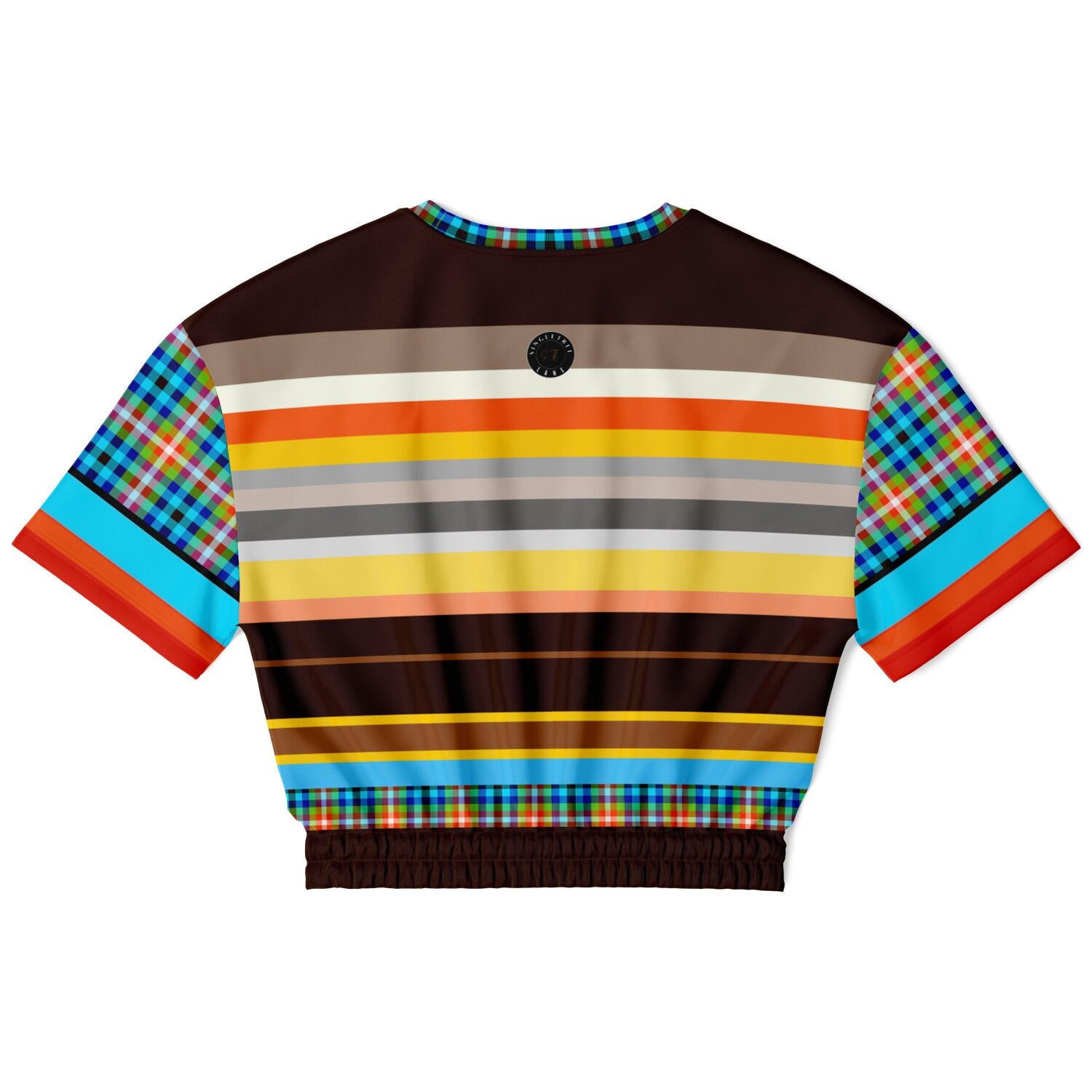 Earth Bound Jovial Rugby Stripe Eco-Poly Short Sleeve Cropped Pullover
