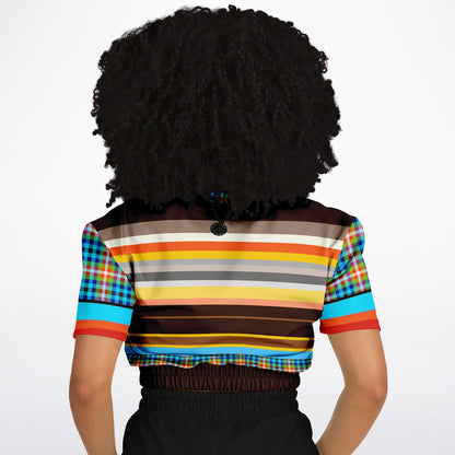 Earth Bound Jovial Rugby Stripe Eco-Poly Short Sleeve Cropped Pullover