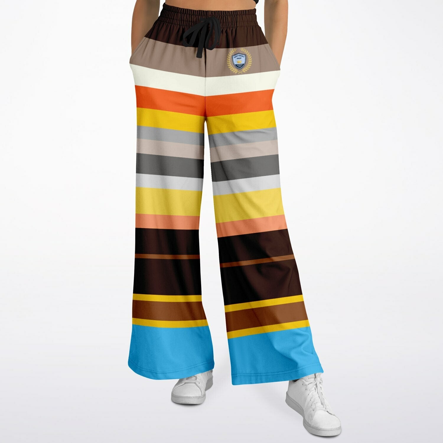 Earth Bound Jovial Rugby Stripe Eco-Poly Wide Leg Pants