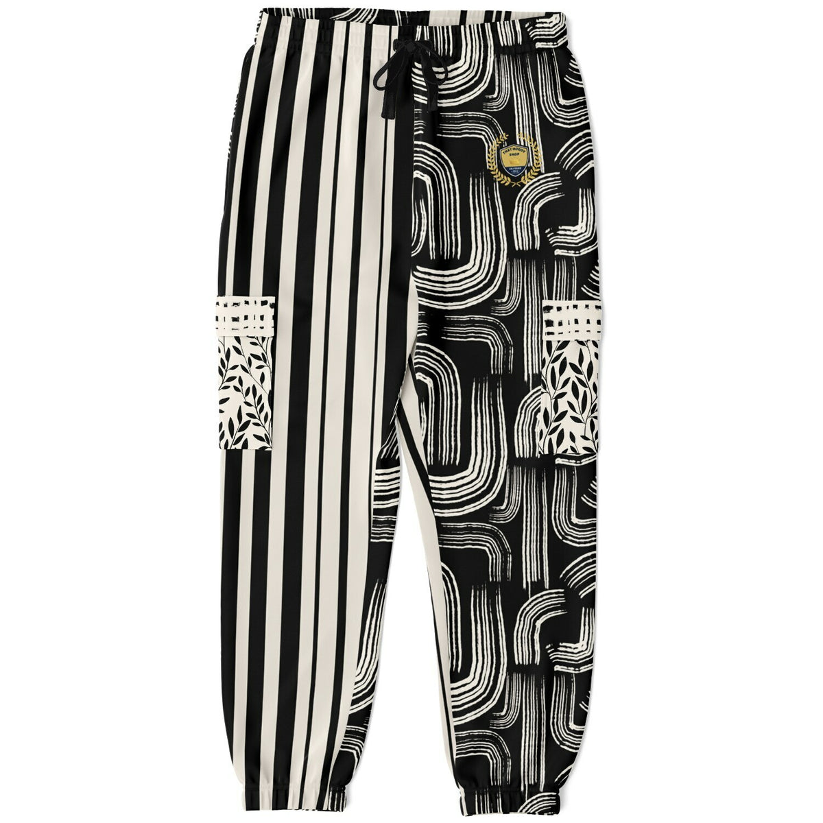 Ebony and Ivory Striped Geo Eco-Poly Cargo Joggers