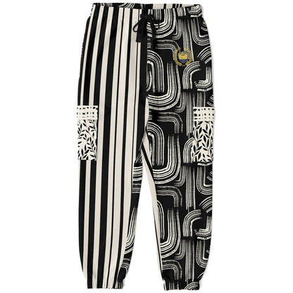 Ebony and Ivory Striped Geo Eco-Poly Cargo Joggers