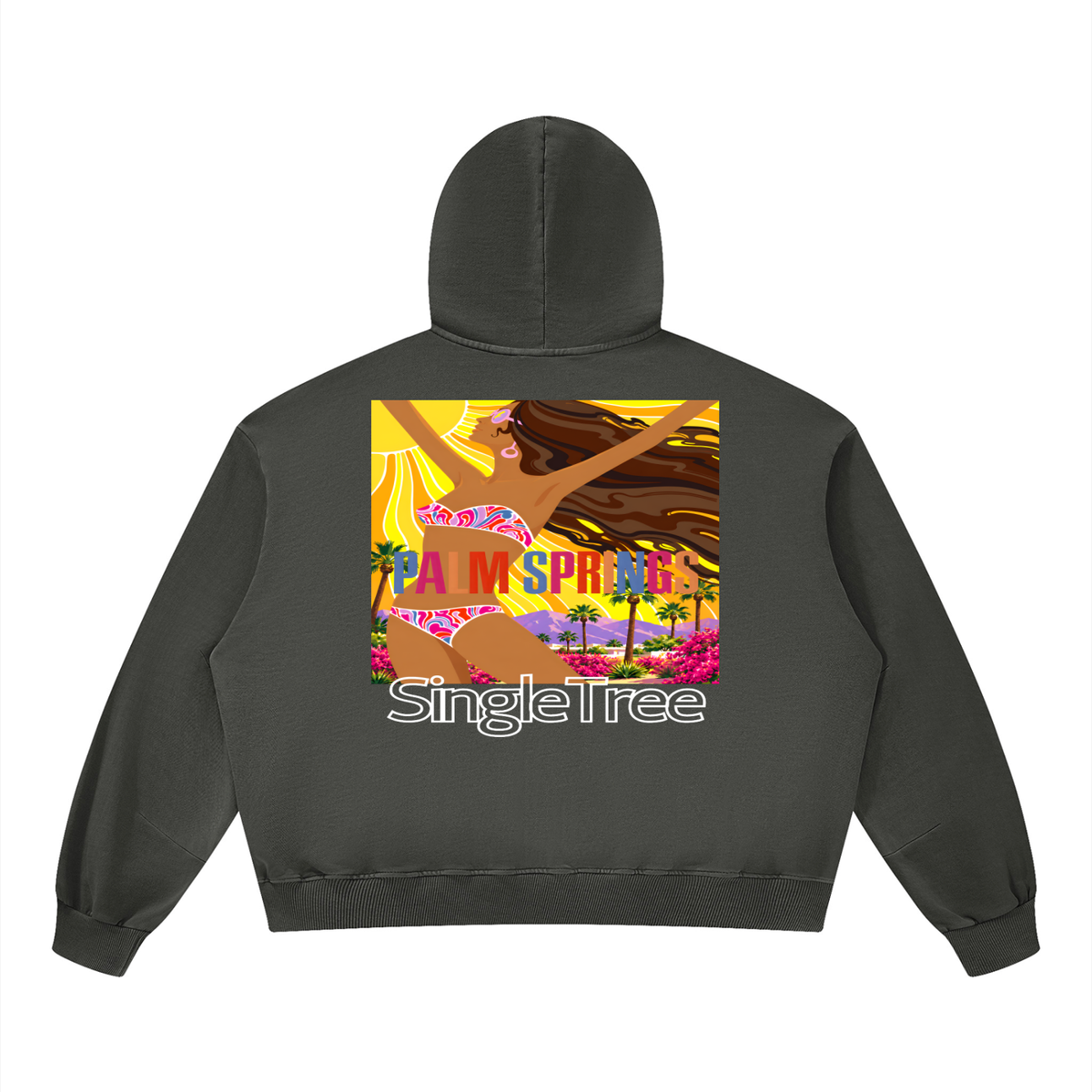 Here Comes the Sun Palm Springs Unisex Boxy Vintage Washed Hoodie