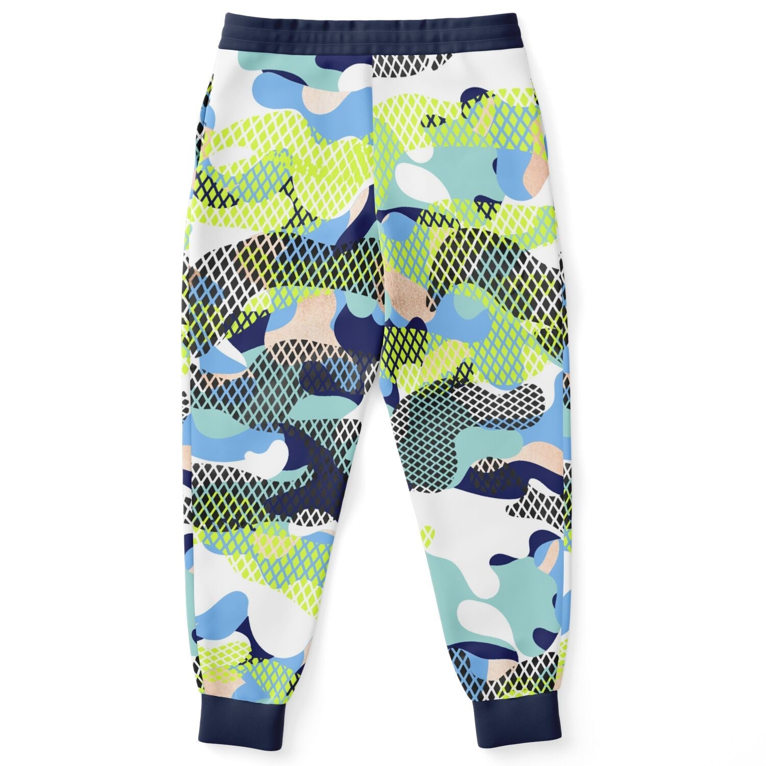 Blue and Lime Eco-Poly Camo Joggers