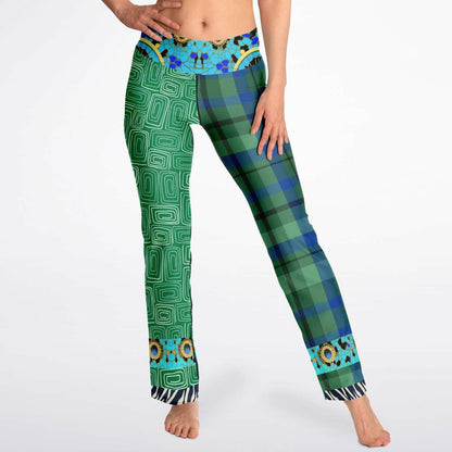 Electric Garden Maze Geometric Plaid Flare Leggings