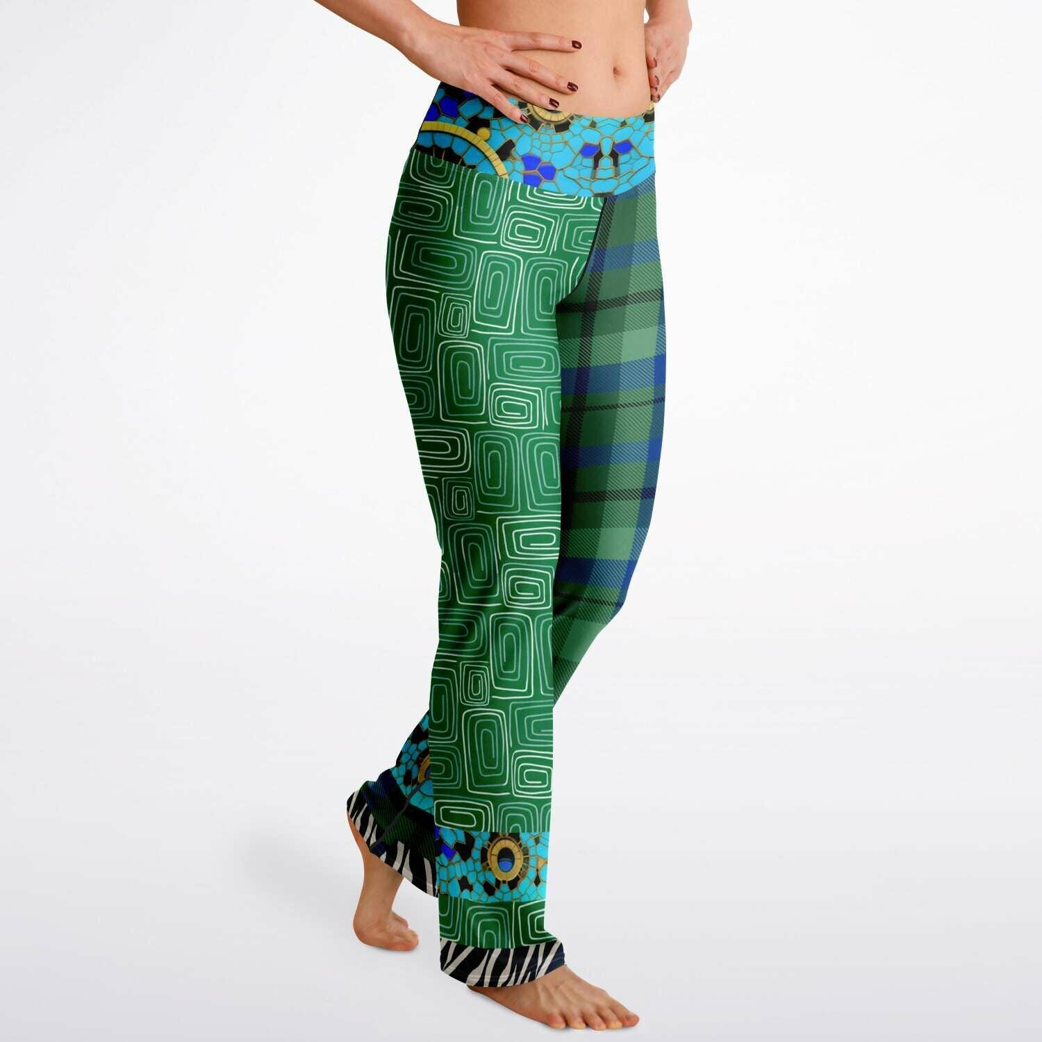 Electric Garden Maze Geometric Plaid Flare Leggings