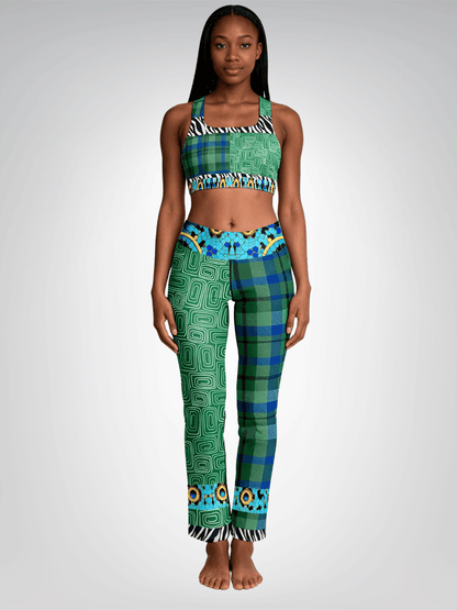 Electric Garden Maze Geometric Plaid Padded Sports Bra