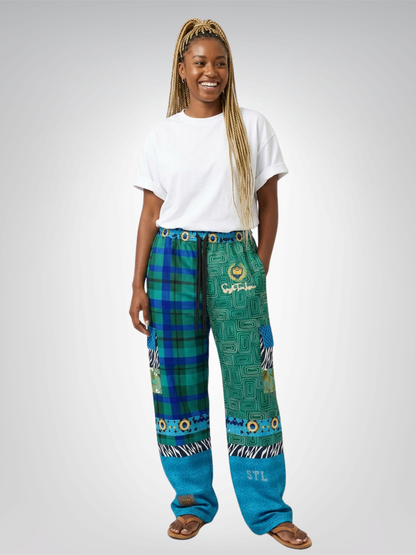 Electric Garden Maze Geometric Plaid Cargo Pants