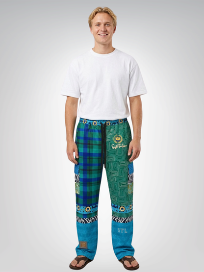 Electric Garden Maze Geometric Plaid Cargo Pants