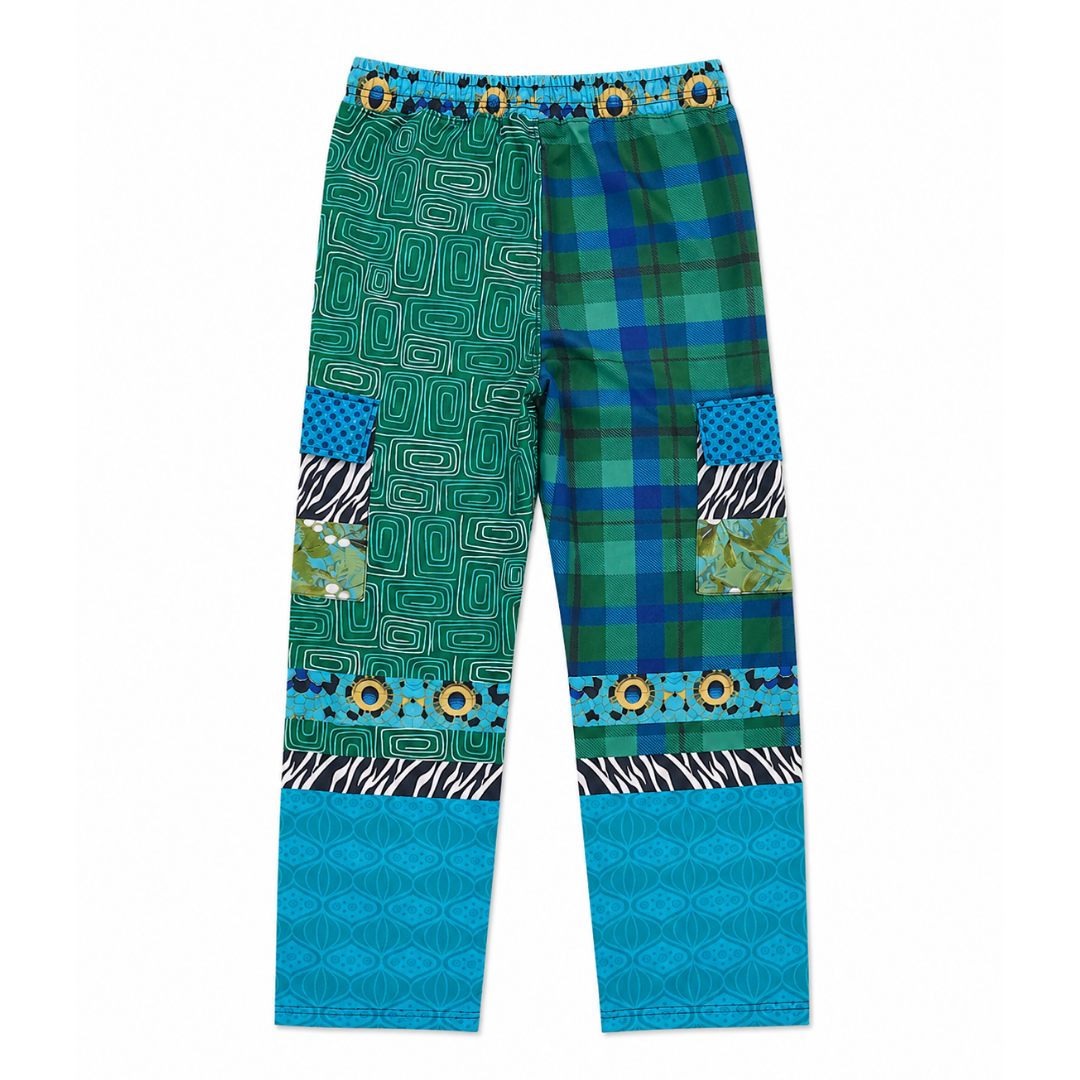 Electric Garden Maze Geometric Plaid Cargo Pants