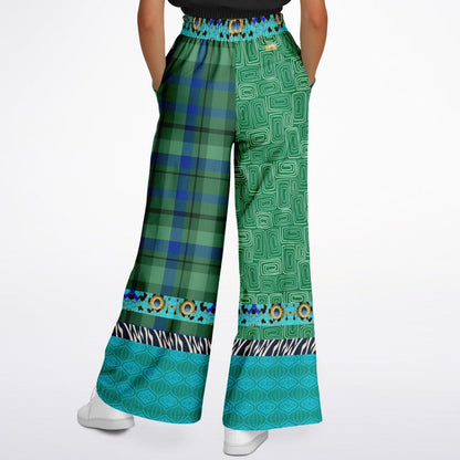 Electric Garden Maze Geometric Plaid Eco-Poly Wide Leg Pants