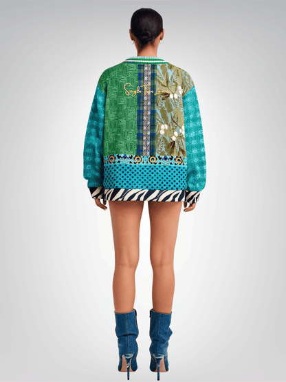 Electric Garden Maze Geometric Print Heavyweight Unisex Cardigan