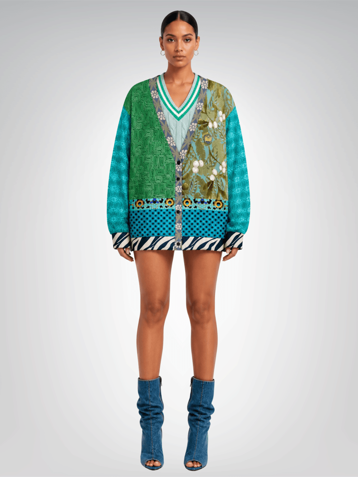 Electric Garden Maze Geometric Print Heavyweight Unisex Cardigan