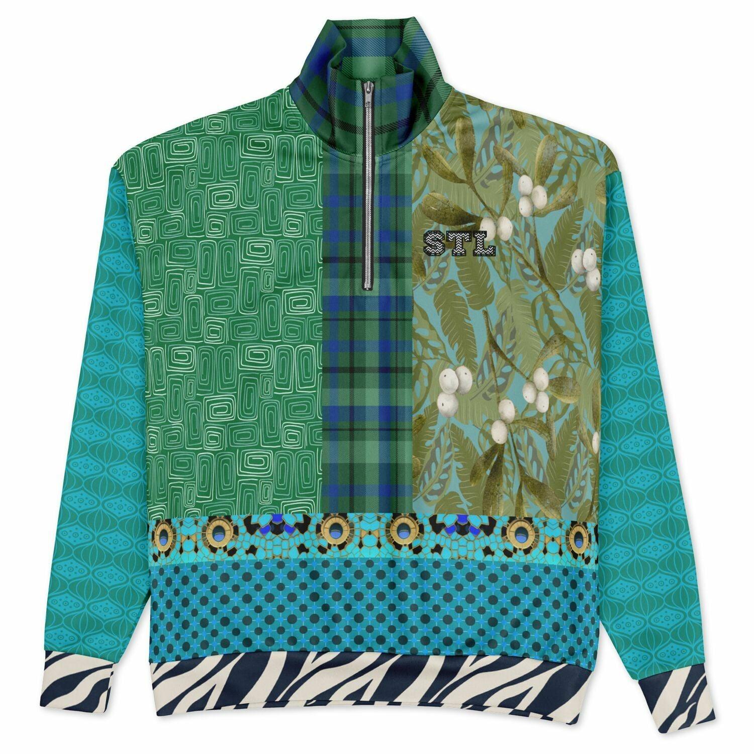 Electric Garden Maze Geometric Print Heavyweight Oversized Quarter Zip Sweatshirt
